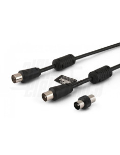Cavo antenna M/F 2m nero c/ferrite +adattatore M/M