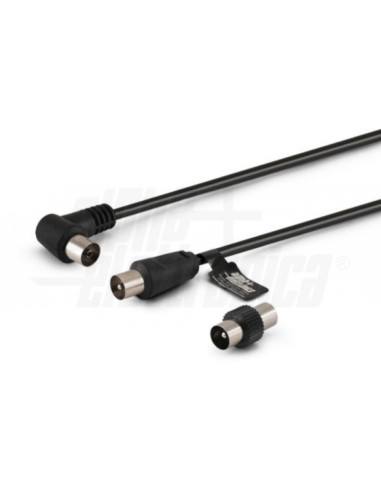 Cavo antenna TV spina/presa-90° 3m nero con...