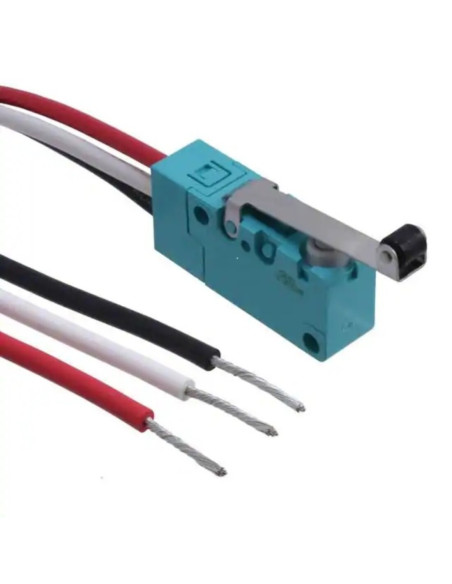 Microswitch miniatura SPDT uscita cavo leva a rullo corto 300g