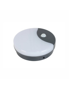 Plafoniera LED IP54 cct 12W 960lm tonda grigia+sensore
