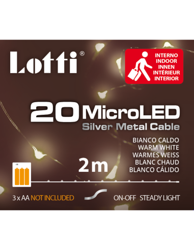 Catena 20 microled bianco caldo 2m a batterie 3xAA