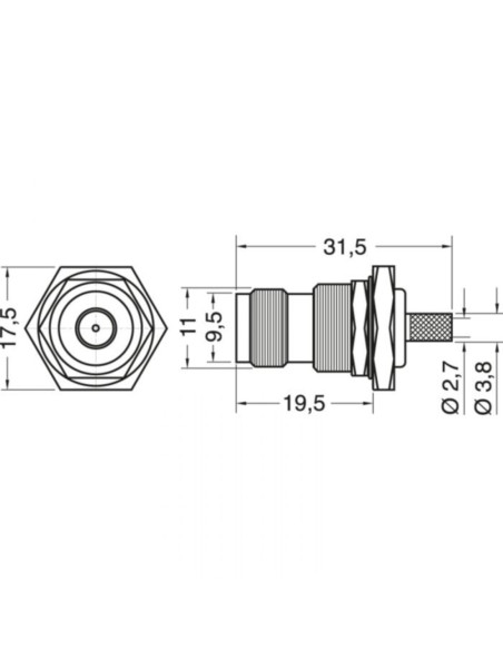 Presa pannello tnc crimpare rg58