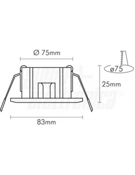 Supporto lucido per LED 83x83mm orientab attacco non incluso