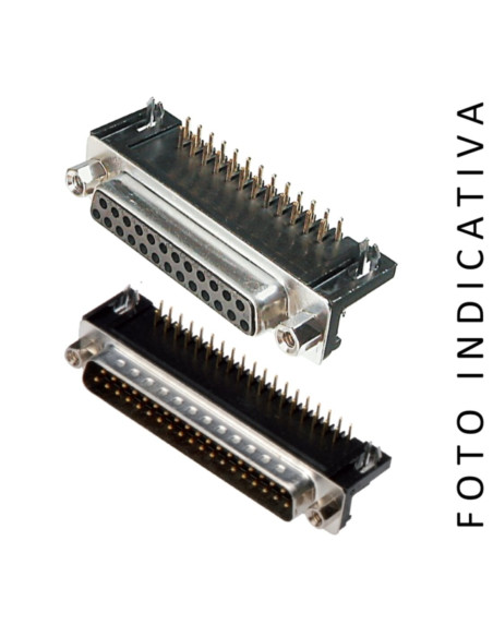 Connettore a vaschetta 25 poli femmina 90° lungo