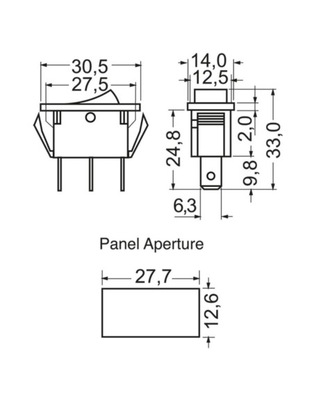 Deviatore a bilancere unipolare 3 pos