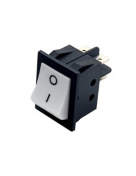 Inter. bipolare bianco 16A 250VAC serig. 0/I faston 6.3 dima 30x22 mm cert. UL