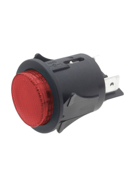 Inter. bipol. lumin. rosso tondo 16A 250VAC faston 6.3 dima ø 28 mm cert. UL