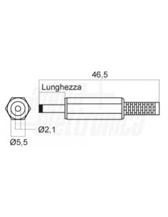 Spina alimentazione 5,5x2,1mm nero + guida 14mm 2