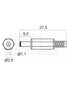 Spina alimentazione DC ⌀3,5-1,1mm contatto 9mm 2