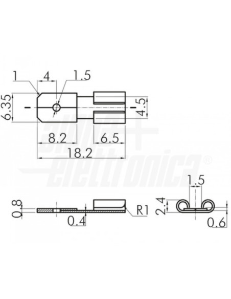 Adattatore da presa faston 6,3mm a spina  faston 4,8mm