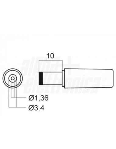 Spina alimentazione DC ⌀3,4-1,36mm contatto 10mm