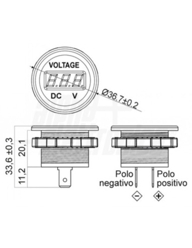 Volmetro digit pannello 12/28v 36,7x36,7x33,6mm...