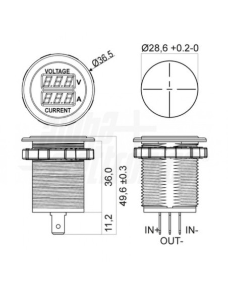 Display volmetro/amperometro 12/24v 0-10A per batterie