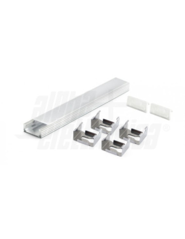 Profilo alluminio con copertura piana opaca 2m...