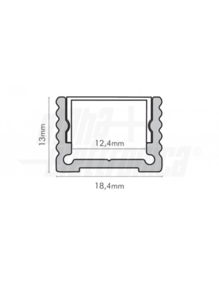 Profilo alluminio con copertura in policarbonato opaca piana 2m