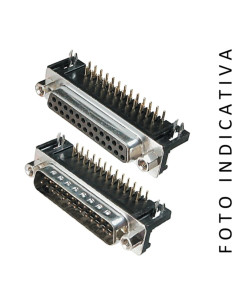 Connettore D-Sub 90° 25p da c.s. corto maschio p.7,2mm