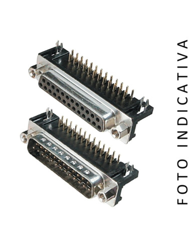 Connettore D-Sub 90° 25p da c.s. corto maschio...