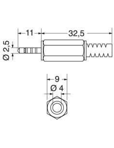 Spina 4poli 2,5mm con guidacavo 2