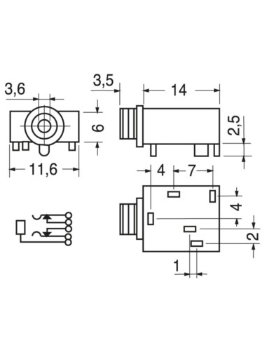 Presa pannello stereo ⌀3,5