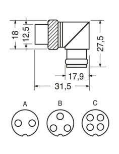 Presa volante sch 90° 2 poli 2