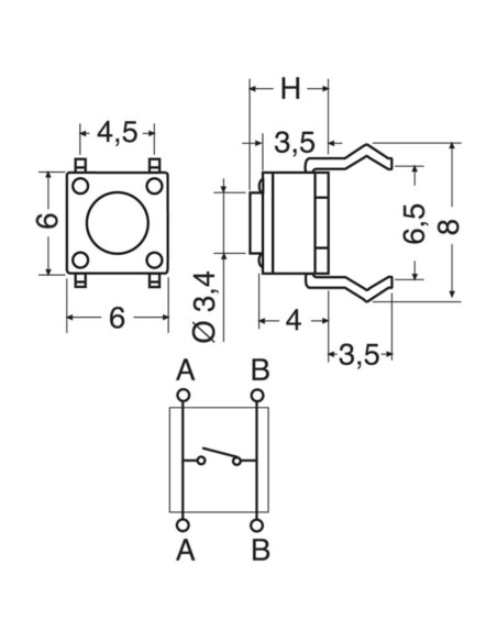 Micro pulsante 6x6x15mm 04/06408-00
