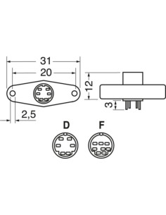 Presa mini din da pannello plast.6 p. 2