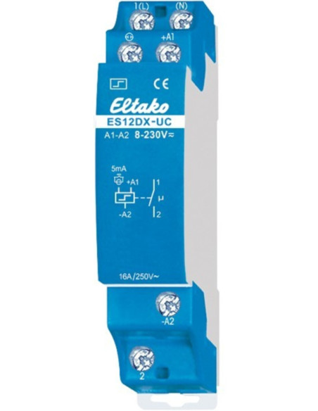 Relé DIN passo/passo 12-230Vac/Vdc 1 NO max 16A 250Vac