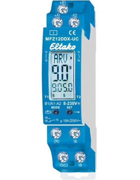 Relé DIN multifunzione temporizzato digitale 1 NO max 10A 250Vac