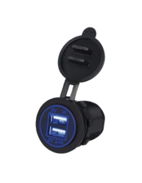 Presa USB pannello 5V 1+2,1a  ing.12-24v luminosa blu