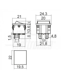 Interruttore a bilancere 2P DPST ON/OFF 3A 250V nero 2