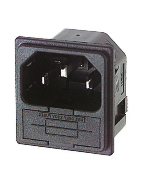 Spina C14 da pannello ad innesto con porta fusibile 5x20mm