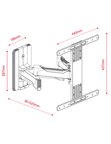 Supporto TV universale 36"÷80" max 45kg a...