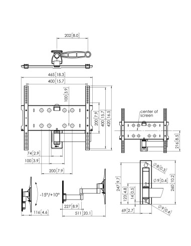Supporto a parete doppio snodo 32"÷55" max 35kg...