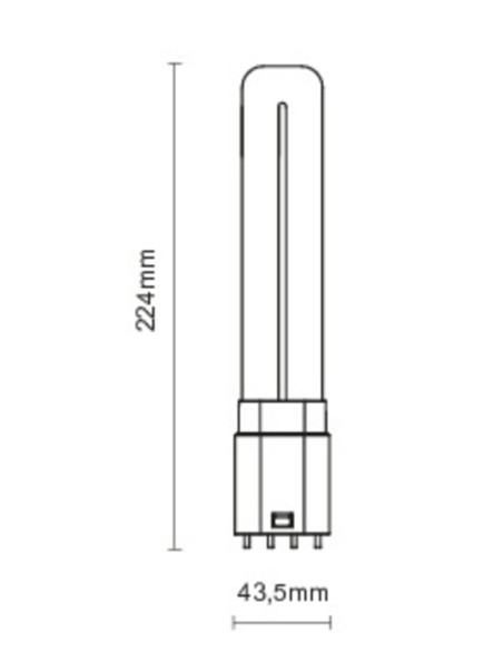 Lampada LED PL-L 4Pin 2G11 8W 250° 4000K 220V 1200lm CRI80 43,5x224mm Classe D