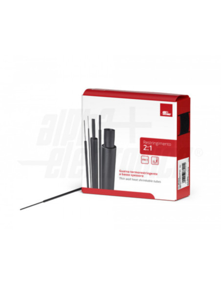 Guaina termorestringente in dispenser Restringimento 2:1 ø3,2mm Nera 10m