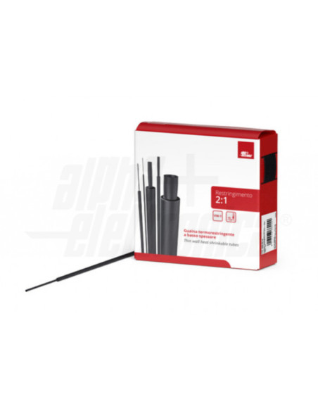 Guaina termorestringente in dispenser Restringimento 2:1 ø4,8mm Nera 10m