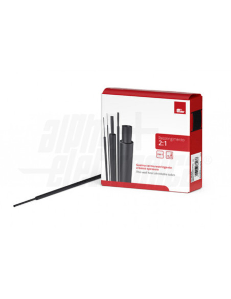 Guaina termorestringente in dispenser Restringimento 2:1 ø6,4mm Nera 8m