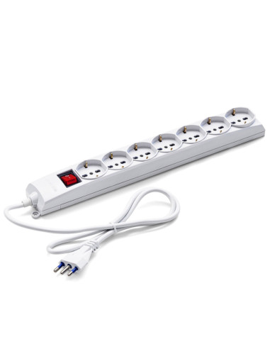 Multipresa 7 prese Schuko + bipasso 1,2m con...