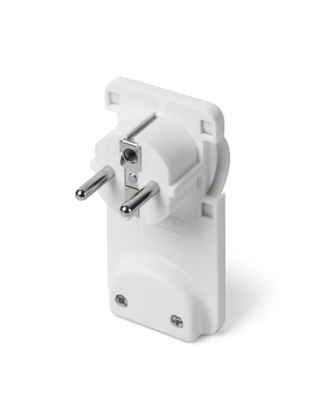 Spina 90° shuko 2p+t 16A ingombro 5mm salvaspazio bianca