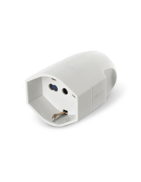 Presa volante dritta Schuko + 2p+t 16a bianco
