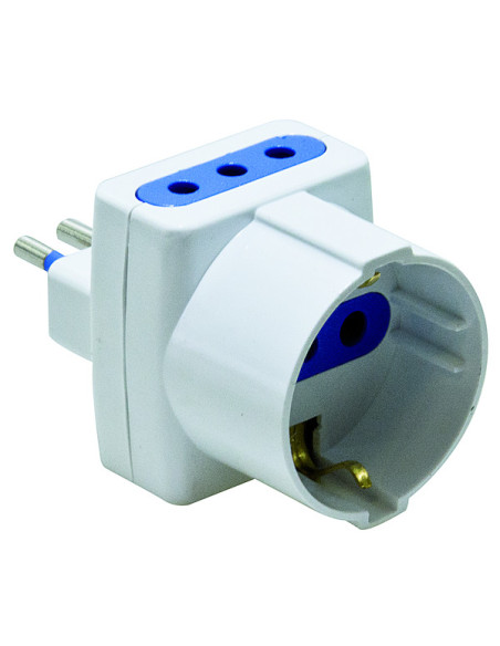 Tripla 1 spina 10A / 2 prese 10a + Schuko bianco