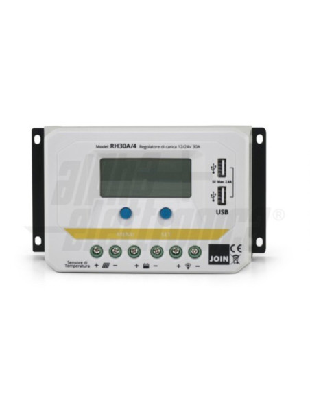 Regolatore di carica pwm 12/24V 30A disp lay 2timer max50v 2usb 12v/360w 24v/720w