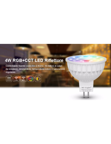 Faretto MR16 12V 4W RGB+CCT 2.4GHz