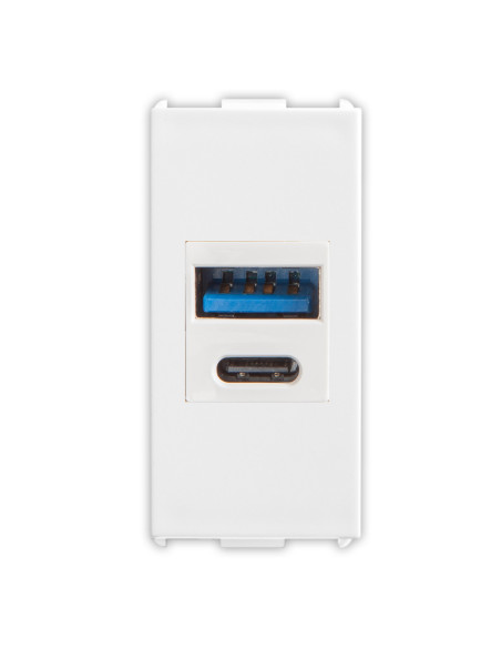 Frutto alimentatore USB A + C max 20W bianco serie PIXIA