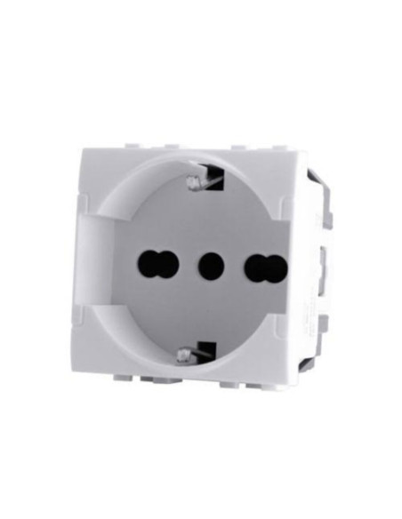 Presa schuko compatibile bTicino Light colore bianco
