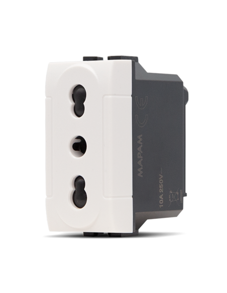 Presa bivalente compatibile BTicino Light colore bianco