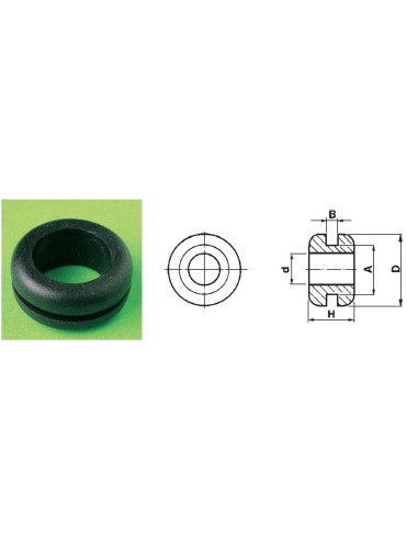 Passacavo standard pcv nero h.8,5mm ⌀35mm