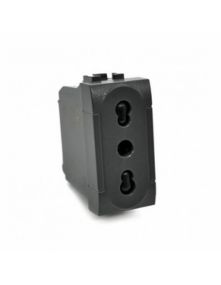 Presa bivalente 10/16a 250v nera linea art (living international)