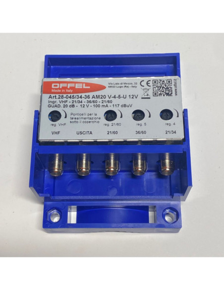 Ampli palo 4in vhf-21/34-36/48-21/48 20db 100mA 12V 117dBµV