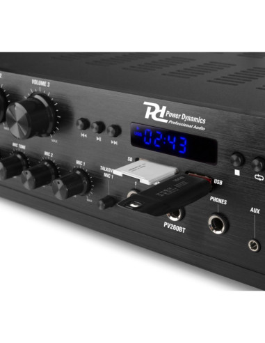 Amplificatore 4/8Ω 6 zone 600w con bt/usb/fm
